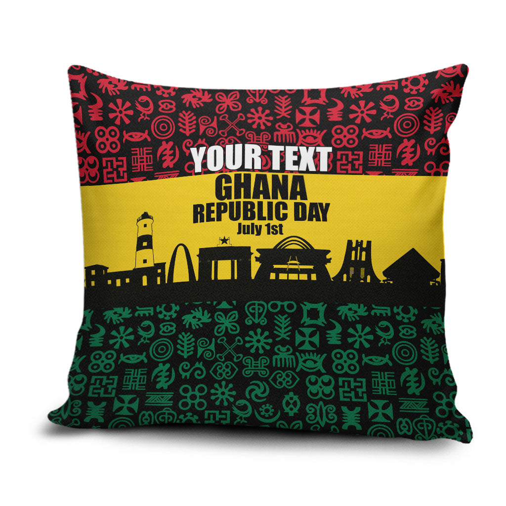 Personalized Ghana Republic Day Pillow Cover Adinkra Pattern Heritage Silhouette African Culture Art