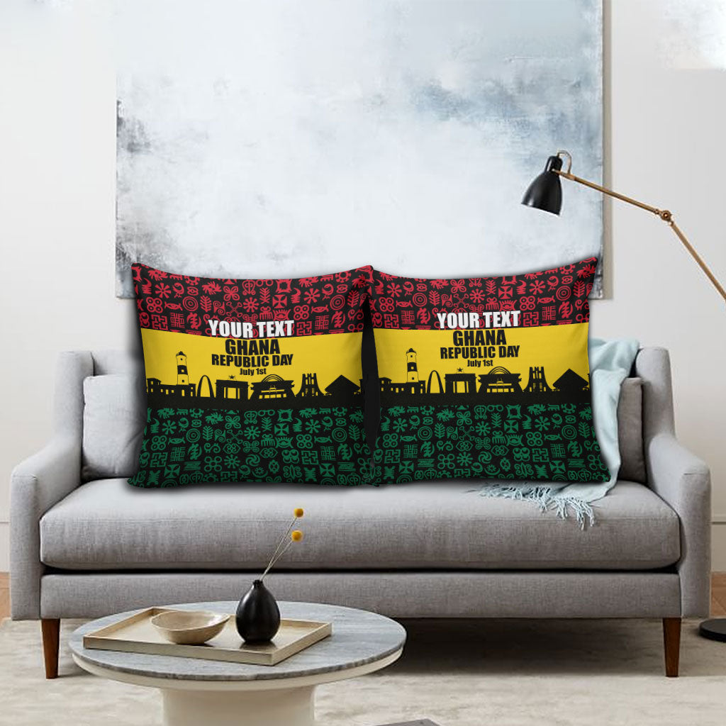 Personalized Ghana Republic Day Pillow Cover Adinkra Pattern Heritage Silhouette African Culture Art