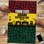 Personalized Ghana Republic Day Puzzle Adinkra Pattern Heritage Silhouette African Culture Art