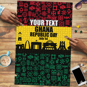 Personalized Ghana Republic Day Puzzle Adinkra Pattern Heritage Silhouette African Culture Art