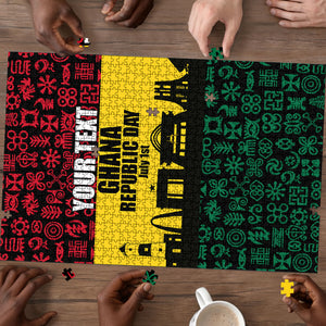 Personalized Ghana Republic Day Puzzle Adinkra Pattern Heritage Silhouette African Culture Art