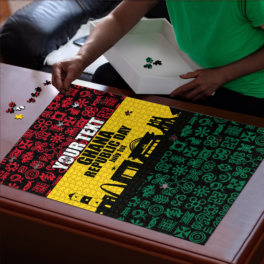 Personalized Ghana Republic Day Puzzle Adinkra Pattern Heritage Silhouette African Culture Art