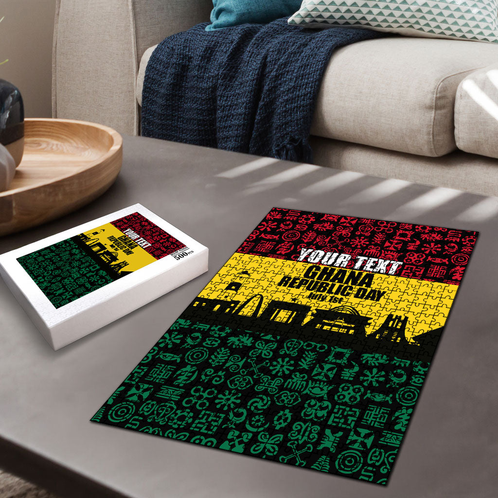 Personalized Ghana Republic Day Puzzle Adinkra Pattern Heritage Silhouette African Culture Art