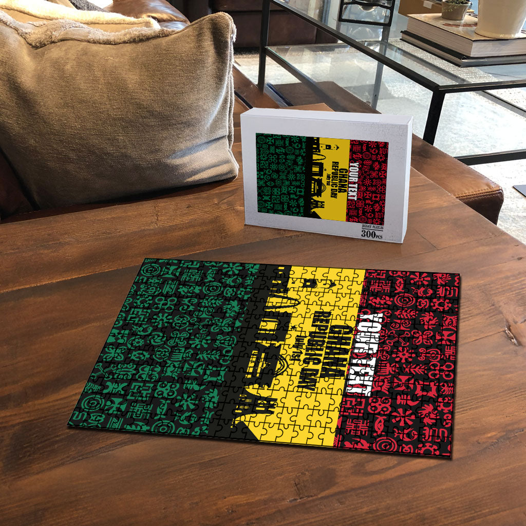 Personalized Ghana Republic Day Puzzle Adinkra Pattern Heritage Silhouette African Culture Art