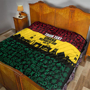 Personalized Ghana Republic Day Quilt Adinkra Pattern Heritage Silhouette African Culture Art