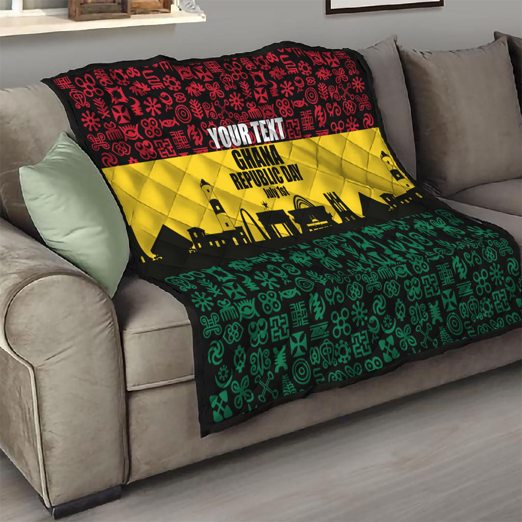 Personalized Ghana Republic Day Quilt Adinkra Pattern Heritage Silhouette African Culture Art