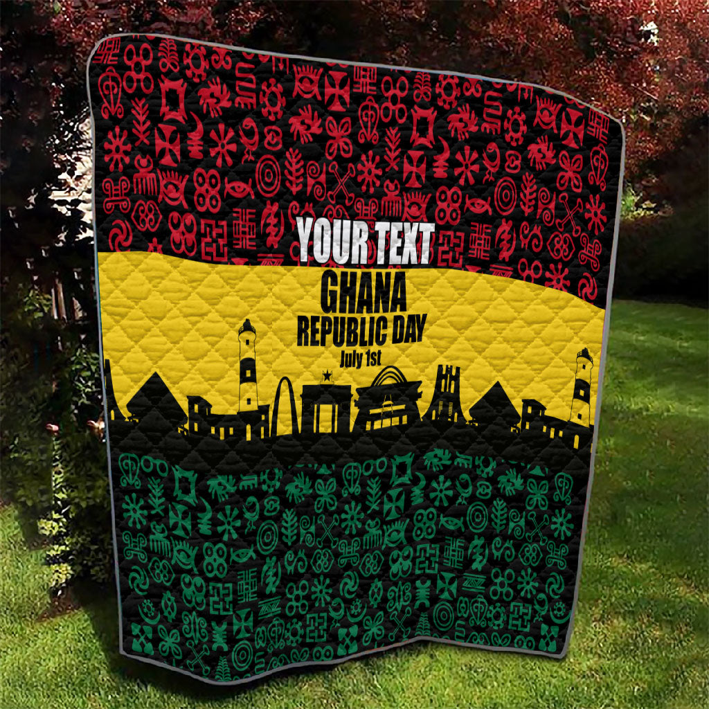 Personalized Ghana Republic Day Quilt Adinkra Pattern Heritage Silhouette African Culture Art
