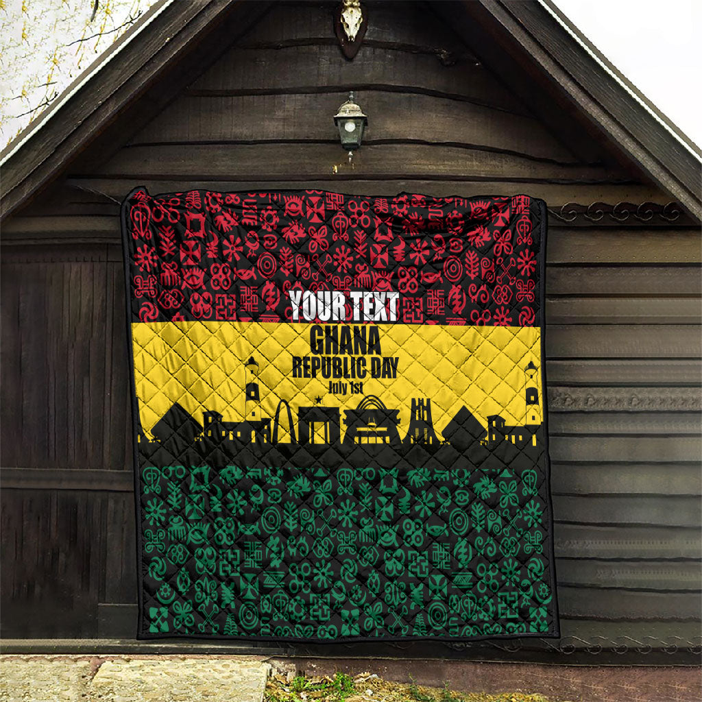 Personalized Ghana Republic Day Quilt Adinkra Pattern Heritage Silhouette African Culture Art