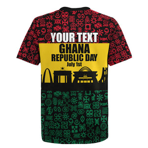 Personalized Ghana Republic Day Rugby Jersey Adinkra Pattern Heritage Silhouette African Culture Art