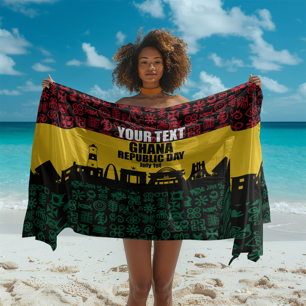Personalized Ghana Republic Day Sarong Adinkra Pattern Heritage Silhouette African Culture Art