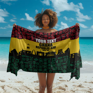 Personalized Ghana Republic Day Sarong Adinkra Pattern Heritage Silhouette African Culture Art