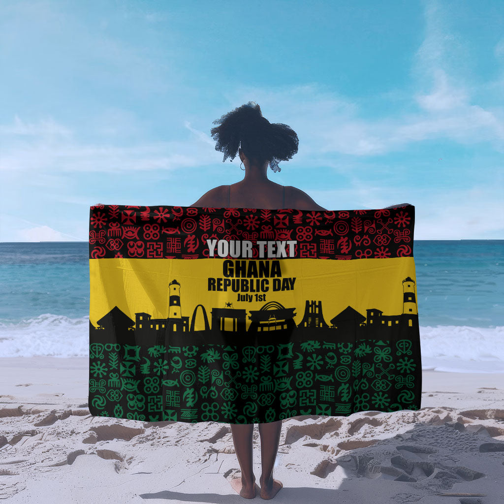Personalized Ghana Republic Day Sarong Adinkra Pattern Heritage Silhouette African Culture Art