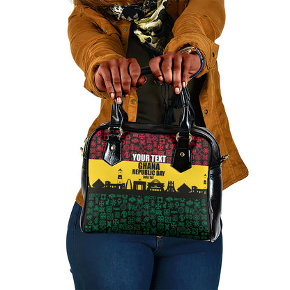 Personalized Ghana Republic Day Shoulder Handbag Adinkra Pattern Heritage Silhouette African Culture Art