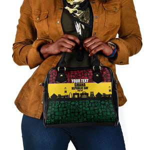 Personalized Ghana Republic Day Shoulder Handbag Adinkra Pattern Heritage Silhouette African Culture Art