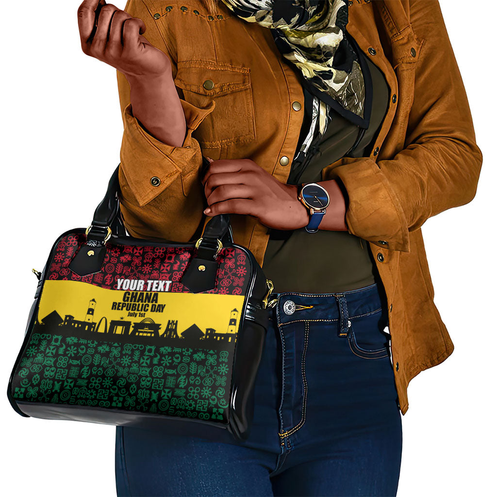 Personalized Ghana Republic Day Shoulder Handbag Adinkra Pattern Heritage Silhouette African Culture Art