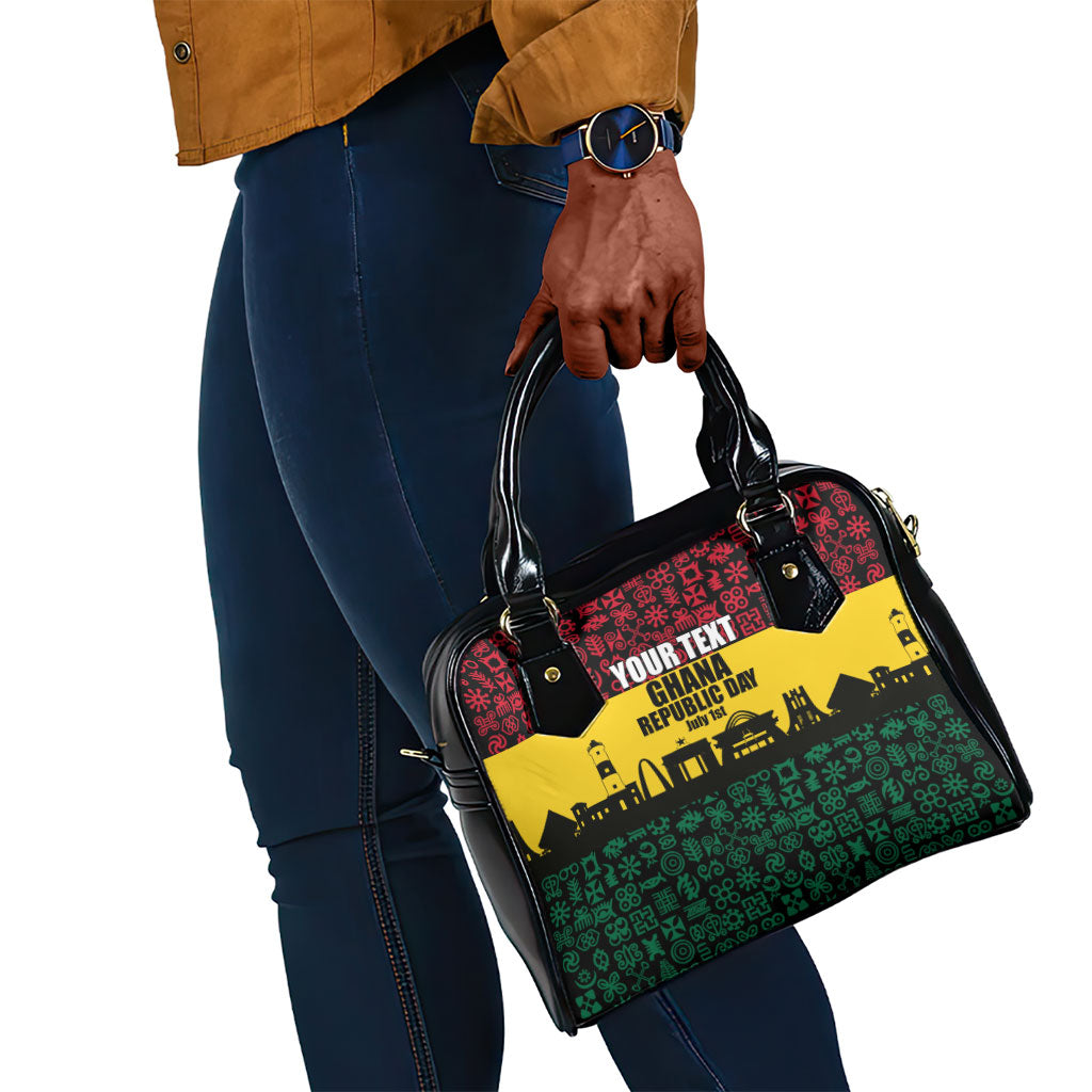 Personalized Ghana Republic Day Shoulder Handbag Adinkra Pattern Heritage Silhouette African Culture Art