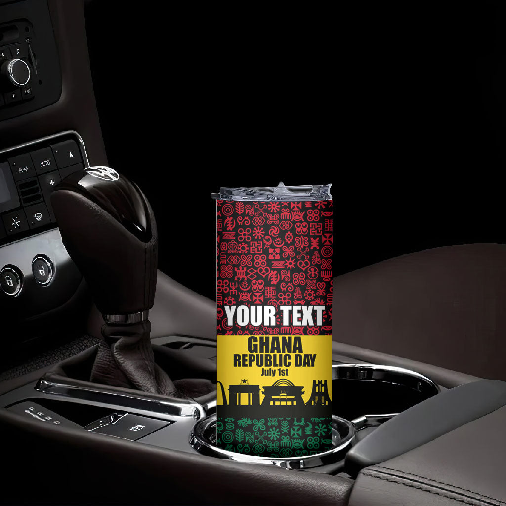 Personalized Ghana Republic Day Skinny Tumbler Adinkra Pattern Heritage Silhouette African Culture Art