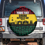 Personalized Ghana Republic Day Spare Tire Cover Adinkra Pattern Heritage Silhouette African Culture Art