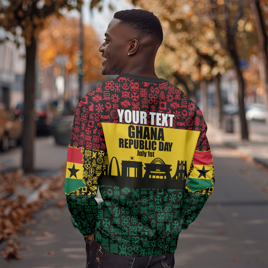 Personalized Ghana Republic Day Sweatshirt Adinkra Pattern Heritage Silhouette African Culture Art