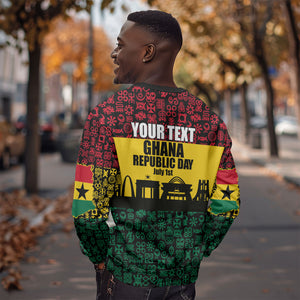 Personalized Ghana Republic Day Sweatshirt Adinkra Pattern Heritage Silhouette African Culture Art