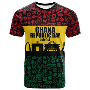Personalized Ghana Republic Day T shirt Adinkra Pattern Heritage Silhouette African Culture Art