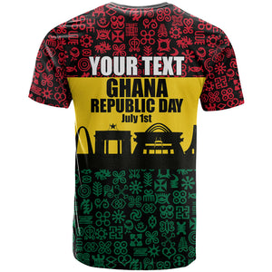 Personalized Ghana Republic Day T shirt Adinkra Pattern Heritage Silhouette African Culture Art