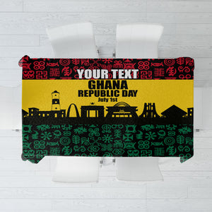 Personalized Ghana Republic Day Tablecloth Adinkra Pattern Heritage Silhouette African Culture Art