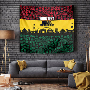 Personalized Ghana Republic Day Tapestry Adinkra Pattern Heritage Silhouette African Culture Art