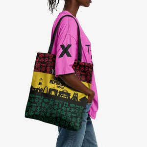 Personalized Ghana Republic Day Tote Bag Adinkra Pattern Heritage Silhouette African Culture Art