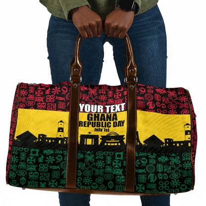 Personalized Ghana Republic Day Travel Bag Adinkra Pattern Heritage Silhouette African Culture Art