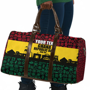 Personalized Ghana Republic Day Travel Bag Adinkra Pattern Heritage Silhouette African Culture Art
