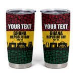 Personalized Ghana Republic Day Tumbler Cup Adinkra Pattern Heritage Silhouette African Culture Art