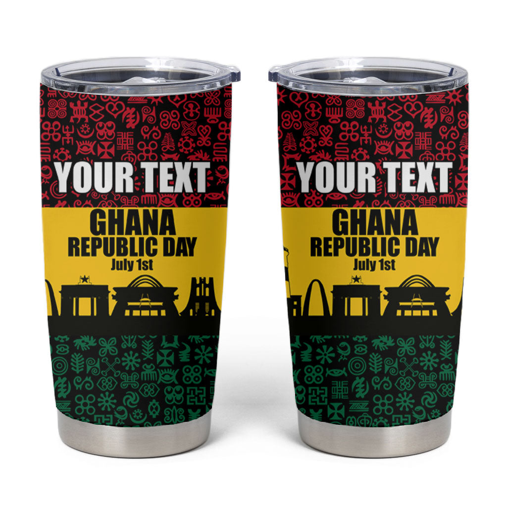 Personalized Ghana Republic Day Tumbler Cup Adinkra Pattern Heritage Silhouette African Culture Art