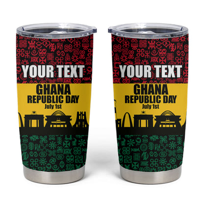 Personalized Ghana Republic Day Tumbler Cup Adinkra Pattern Heritage Silhouette African Culture Art