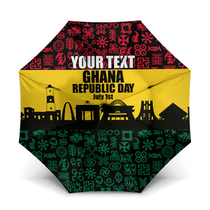 Personalized Ghana Republic Day Umbrella Adinkra Pattern Heritage Silhouette African Culture Art