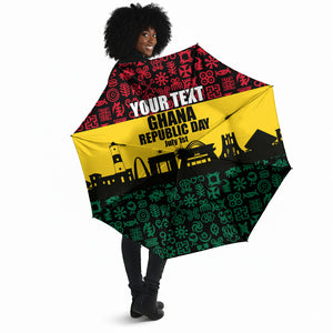 Personalized Ghana Republic Day Umbrella Adinkra Pattern Heritage Silhouette African Culture Art