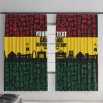 Personalized Ghana Republic Day Window Curtain Adinkra Pattern Heritage Silhouette African Culture Art