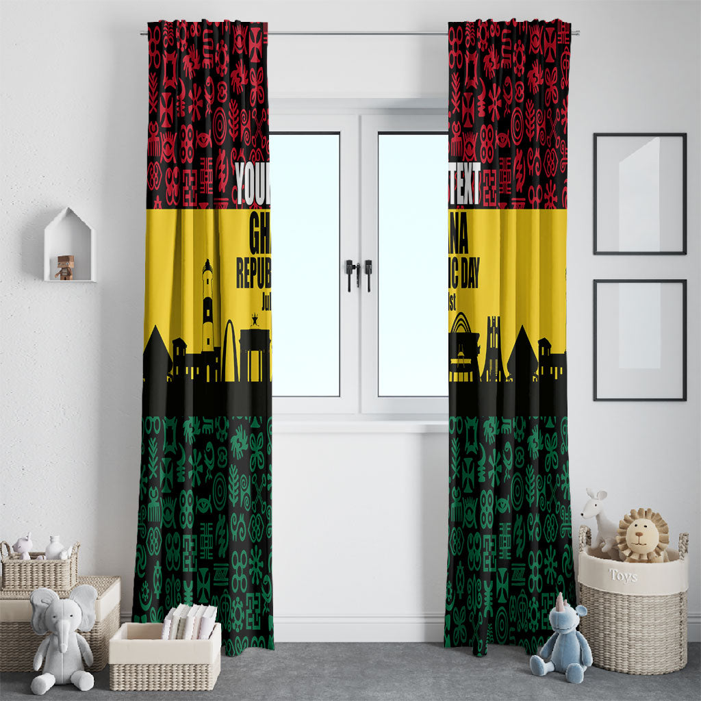 Personalized Ghana Republic Day Window Curtain Adinkra Pattern Heritage Silhouette African Culture Art