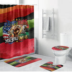 Happy 250th You Still Owe Us Black Pride Bathroom Set Pan African Flag Broken Chains - Statue Of Liberty