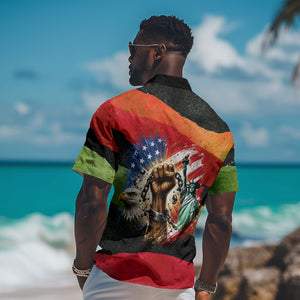 Happy 250th You Still Owe Us Black Pride Hawaiian Shirt Pan African Flag Broken Chains - Statue Of Liberty