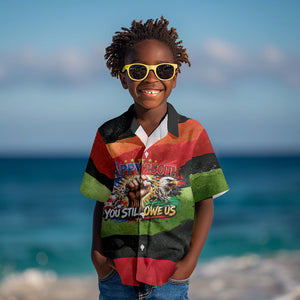 Happy 250th You Still Owe Us Black Pride Kid Hawaiian Shirt Pan African Flag Broken Chains - Statue Of Liberty