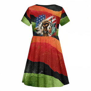 Happy 250th You Still Owe Us Black Pride Kid Short Sleeve Dress Pan African Flag Broken Chains - Statue Of Liberty