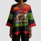 Happy 250th You Still Owe Us Black Pride Kimono Sleeve Blouse Pan African Flag Broken Chains - Statue Of Liberty