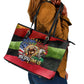 Happy 250th You Still Owe Us Black Pride Leather Tote Bag Pan African Flag Broken Chains - Statue Of Liberty