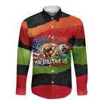 Happy 250th You Still Owe Us Black Pride Long Sleeve Button Shirt Pan African Flag Broken Chains - Statue Of Liberty