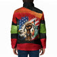 Happy 250th You Still Owe Us Black Pride Padded Jacket Pan African Flag Broken Chains - Statue Of Liberty