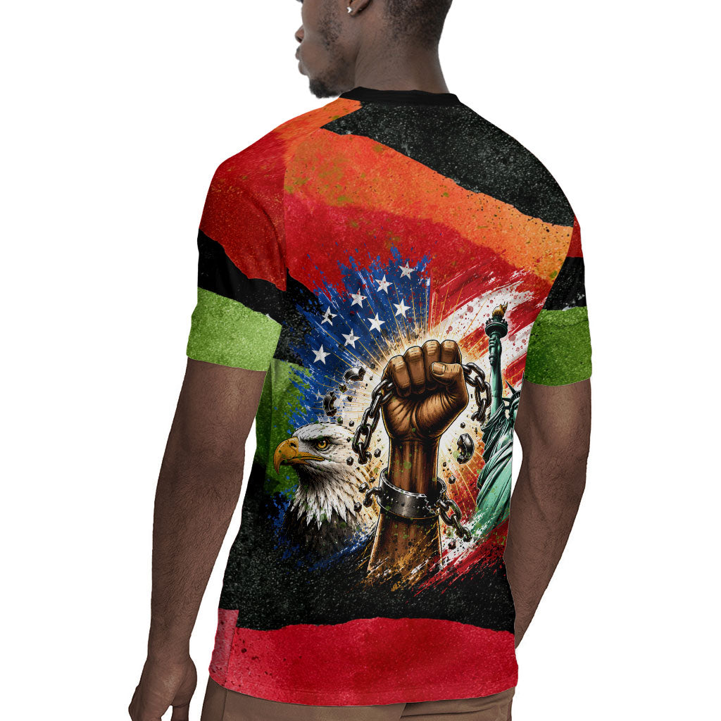 Happy 250th You Still Owe Us Black Pride Rugby Jersey Pan African Flag Broken Chains - Statue Of Liberty