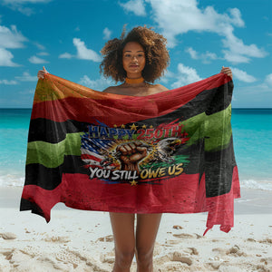 Happy 250th You Still Owe Us Black Pride Sarong Pan African Flag Broken Chains - Statue Of Liberty