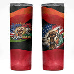 Happy 250th You Still Owe Us Black Pride Skinny Tumbler Pan African Flag Broken Chains - Statue Of Liberty