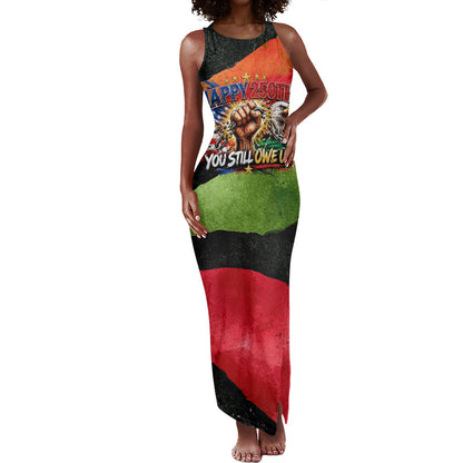 Happy 250th You Still Owe Us Black Pride Tank Maxi Dress Pan African Flag Broken Chains - Statue Of Liberty